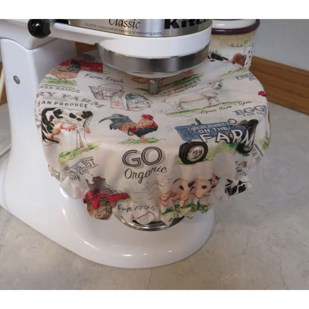 Kitchenaid Bowl Cover Reversible Farm and Blue Floral Mixer Bowl Cover